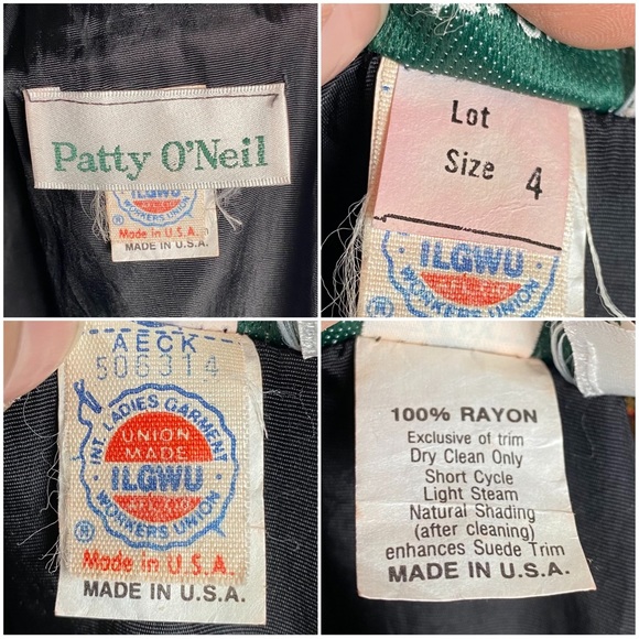 VTG Union Made Paisley Dress w/Suede Trim B1 - Picture 9 of 16